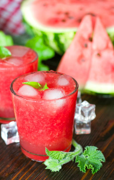 istock Fresh summer watermelon lemonade in glass glasses. 1399471243