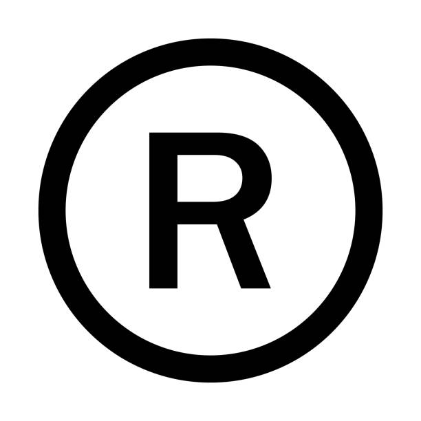 eingetragenes markenzeichen. linienkunststil - symbol sign vector letter r stock-grafiken, -clipart, -cartoons und -symbole