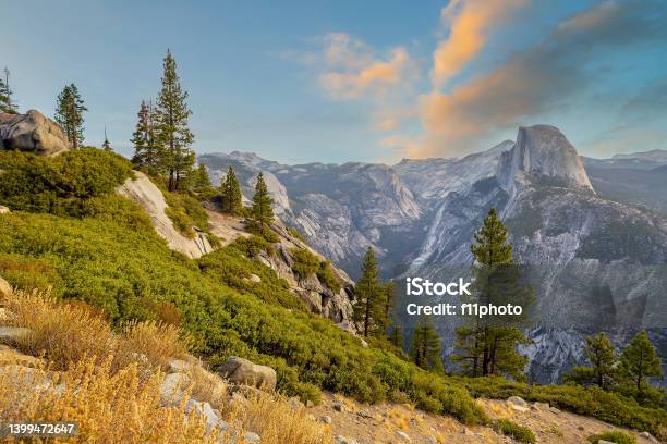 Landscape Of Yosemite National Park In Usa Au Stock Photo - Download Image Now - Half Dome, Beauty, Blue