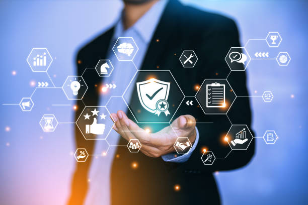 istock Quality assurance standard and certification. Certified internet businesses and services. Compliance to international guarantee. Concept for QA management and ISO certification organization service 1399477790