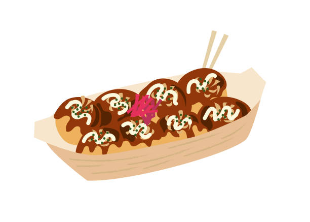 takoyaki / illustration material (vector illustration) Japanese fast food hot takoyaki takoyaki stock illustrations