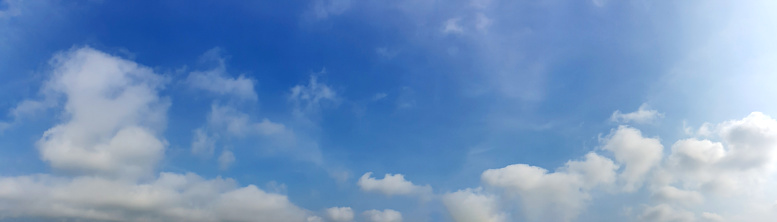 Panorama sky with cloud on a sunny day. Beautiful cirrus cloud.