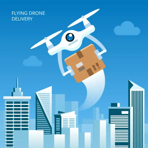 Vector illustration of Drone delivery concept