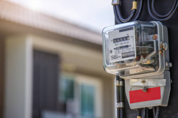 electric power box meter for home use - meter imagens e fotografias de stock
