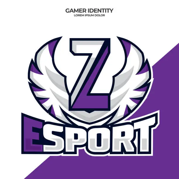 Vector illustration of Eagle wing esport logo letter Z design template, bird esport logo illustration, initial esport logo.