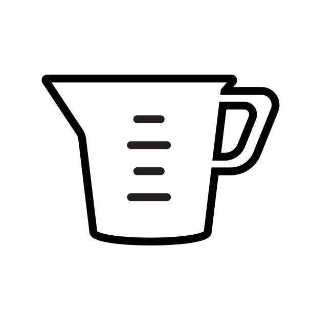 вектор значка мерной чашки - measuring cup stock illustrations