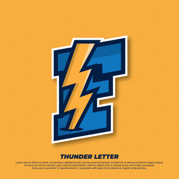 ilustraciones, imágenes clip art, dibujos animados e iconos de stock de thunder esport con ilustración del logotipo de la letra inicial f, atrapamosquitos, logotipo de iluminación de esport - letter f flash