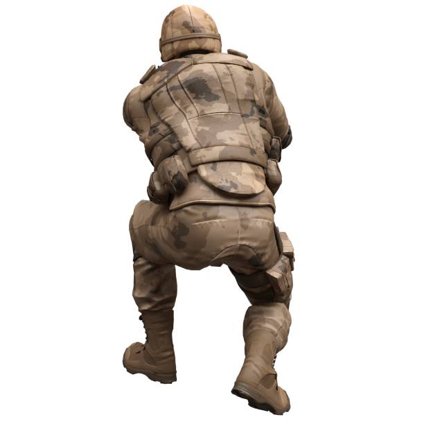 istock Soldier with a machine gun isolated white background 3d illustration 1399499082