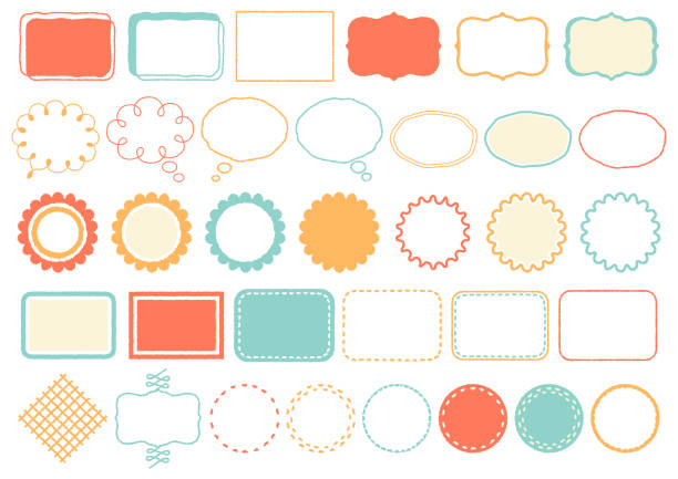 It is a colorful illustration of a simple decorative frame set. It is an illustration that can be used for designing the web and paper media. scalloped illustration technique stock illustrations