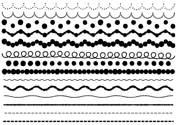 zestaw czarno-białych ilustracji ręcznie rysowanych zasad dekoracyjnych. - intercalated disc illustrations stock illustrations