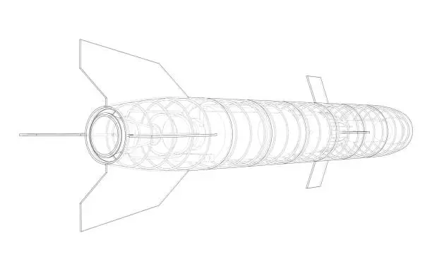 Vector illustration of Military missile army rocket. Vector