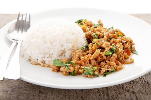 istock Thai basil minced pork. Rice topped with Thai basil minced pork, Thai food. 1399508464