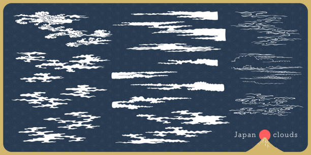 Ukiyo-e touch Floating clouds design set Ukiyo-e touch Floating clouds design set.It is vector data that is easy to edit. manga pictures stock illustrations