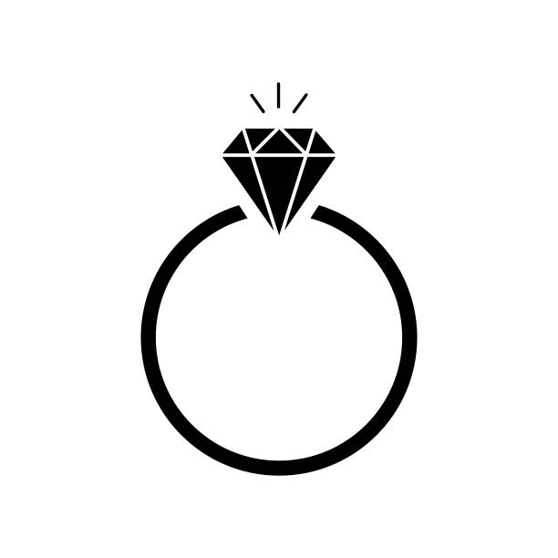 ダイヤモンドリングアイコンは、白い背景に分離されています。 - jewelry white background diamond gift点のイラスト素材／クリップアート素材／マンガ素材／アイコン素材