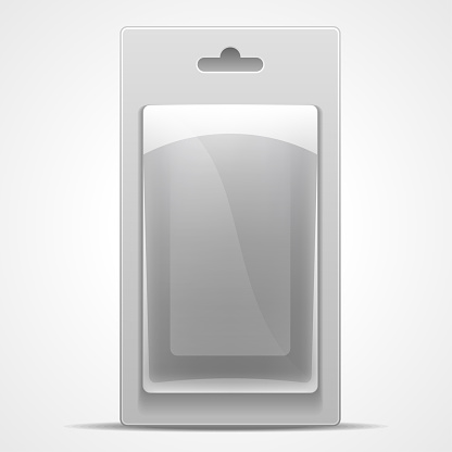 Grey blank foil packaging. Plastic pack ready for your design. Vector eps10
