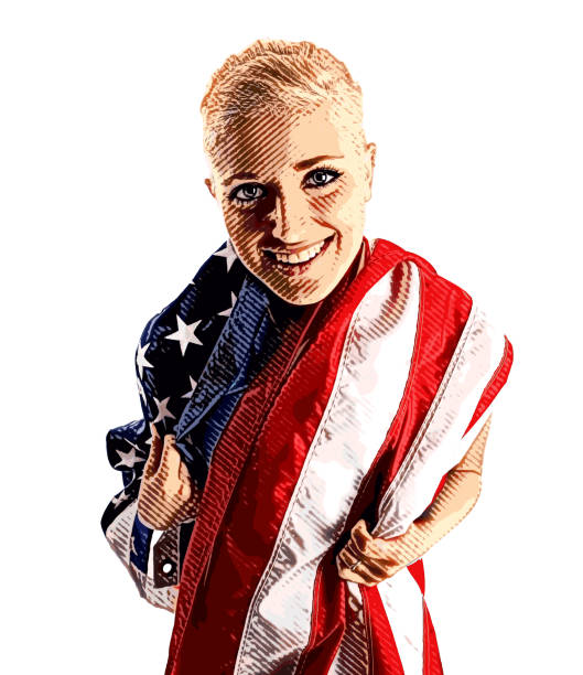 istock Female athlete holding American Flag 1399509350