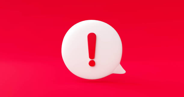istock Red danger alert notification reminder icon chat message bubble symbol background 3d illustration 1399509863