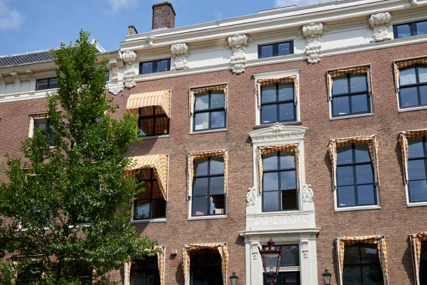 Front view of brick arched doorway in Amterdam, The Netherlands. High quality photo