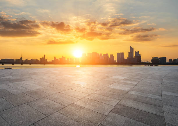 istock Empty floor and city skyline with modern buildings in Hangzhou 1399511809