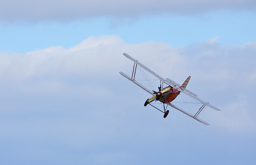 Ickwell, Bedfordshire, England - September 06, 2020: Vintage 1929 Southern  Martlet  aircraft  in flight.