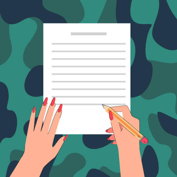 istock Pen and sheet of paper on camouflage background 1399518646