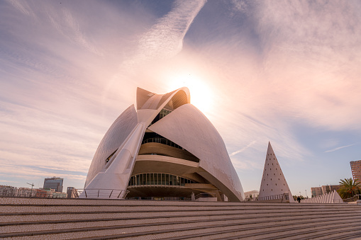 Valencia, Spain - February 15, 2022: The city of the Arts and Sciences at daytime