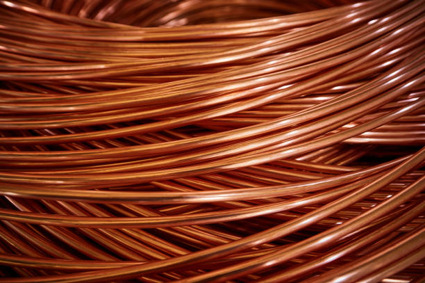 istock Shiny winded copper cable in warehouse of production plant 1399521634