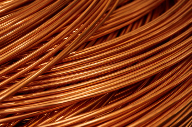 istock Shiny winded copper cable in warehouse of production plant 1399521642