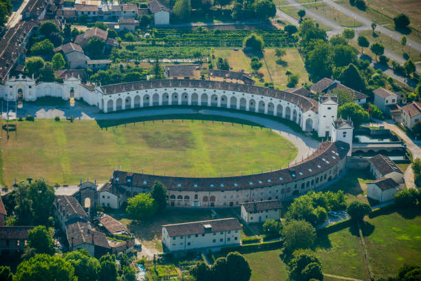 foto aerea della villa manin a codroipo, italia - villa manin foto e immagini stock