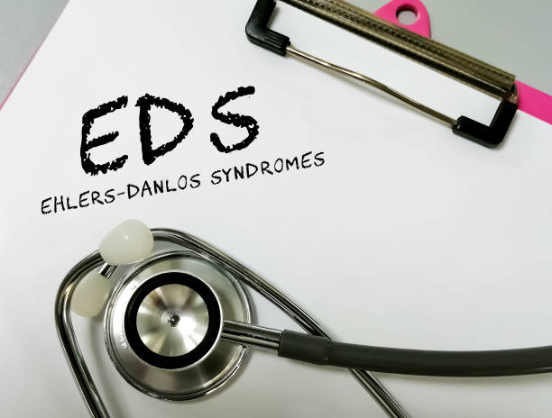 Ehlers-Danlos syndrome term on white background with stethoscope. rare disease. stock photo