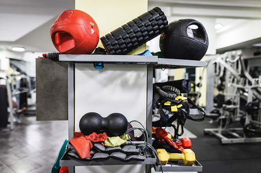 Exercising equipment in the gym