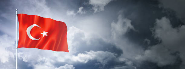 istock Turkish flag on a cloudy sky 1399527350