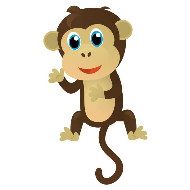 cartoon asiatische szene mit tier affe affe - gibbon rainforest animal ape stock-grafiken, -clipart, -cartoons und -symbole