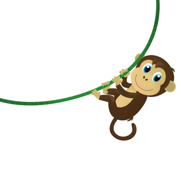 cartoon asiatische szene mit tier affe affe - gibbon rainforest animal ape stock-grafiken, -clipart, -cartoons und -symbole