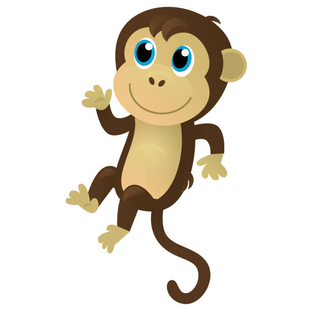 cartoon asiatische szene mit tier affe affe - gibbon rainforest animal ape stock-grafiken, -clipart, -cartoons und -symbole