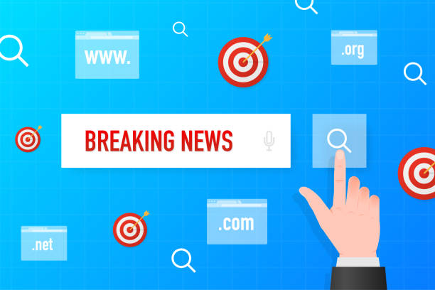 ilustrações de stock, clip art, desenhos animados e ícones de breaking news button in abstract style. banner vector. abstract background - conference call flash