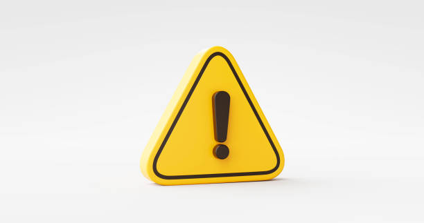 realistyczne żółte ostrzeżenie trójkąta lub ikona znaku drogowego lub symbol ostrzeżenia o niebezpieczeństwie powiadomienie ostrzeżenie tło ilustracja 3d - nastawnia kolejowa zdjęcia i obrazy z banku zdjęć