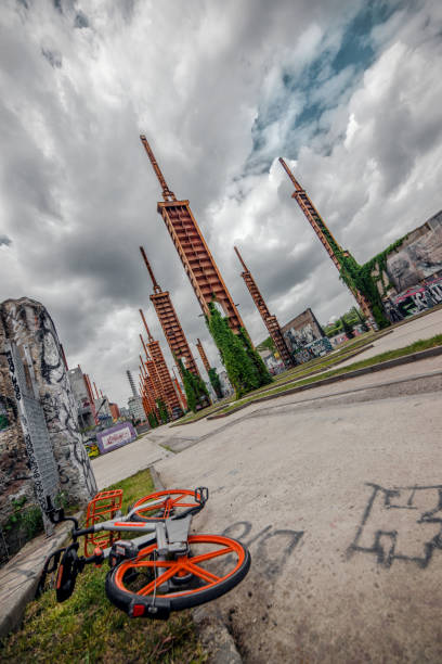 Abandoned and vandalized site and left to be forgotten in deep degradation