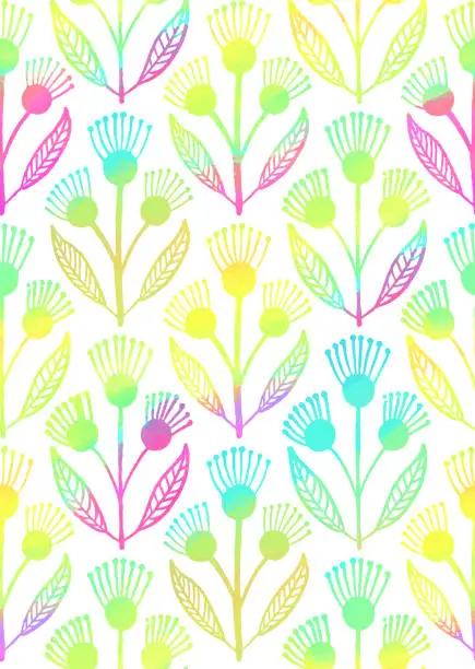 Vector illustration of Hand Drawn Multicolored Floral Seamless Pattern Background. Floral Vector Design Element for Valentine's Day, Birthday,  Wedding Invitation,Sale Flyer.