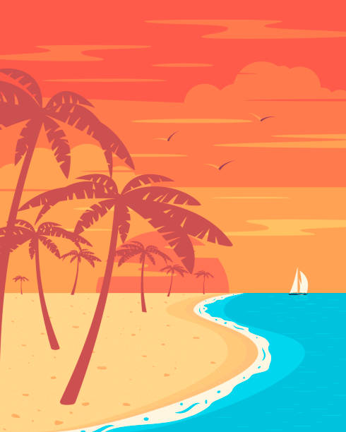 Tropical beach vector art illustration