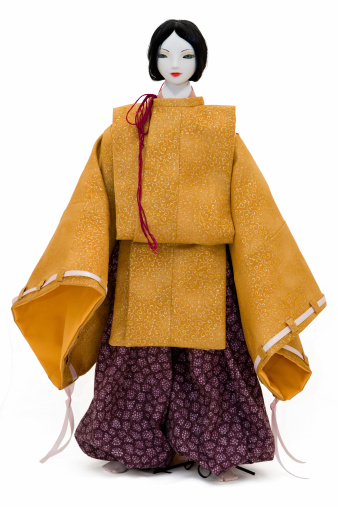 One of the kind, hand made doll's photo that wear anicient Japanese (From Heian Period) aristocrat boy's costume.