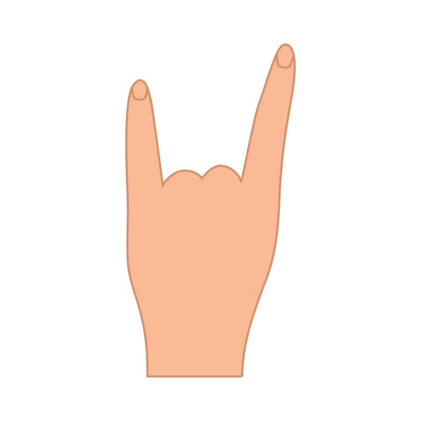 Rock, heavy metal hand gesture, vector illustration on white, two fingers up index and little finger. Rock, heavy metal hand gesture, vector illustration on white, two fingers up index and little finger rocker nails stock illustrations