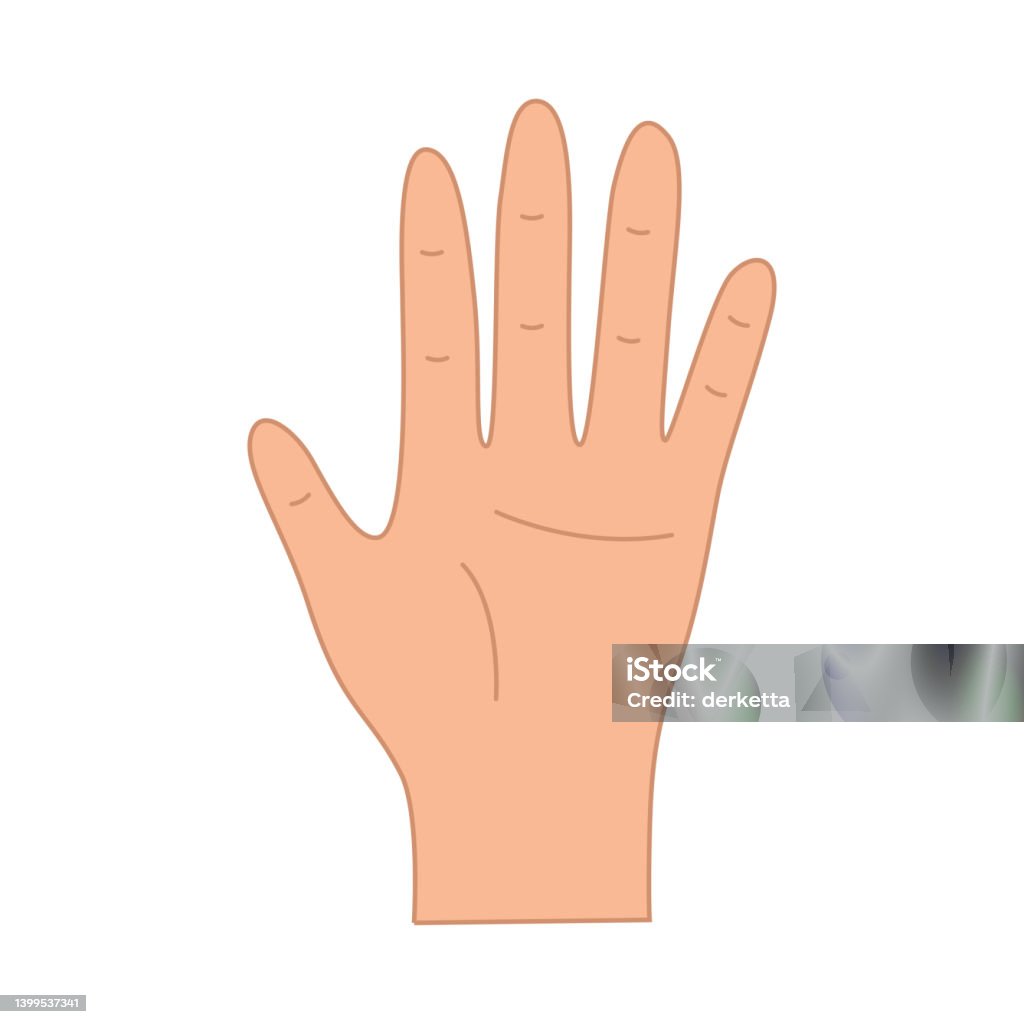Palm Five Fingers Up Hand Gesture Of Greeting Vector Illustration