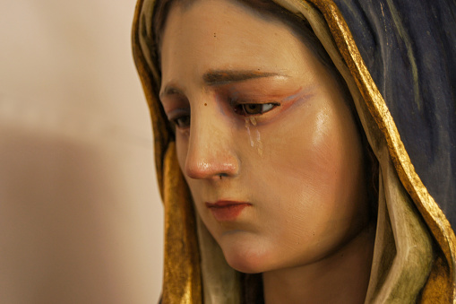 Statue of the crying madonna. Catholic religion. Sicily