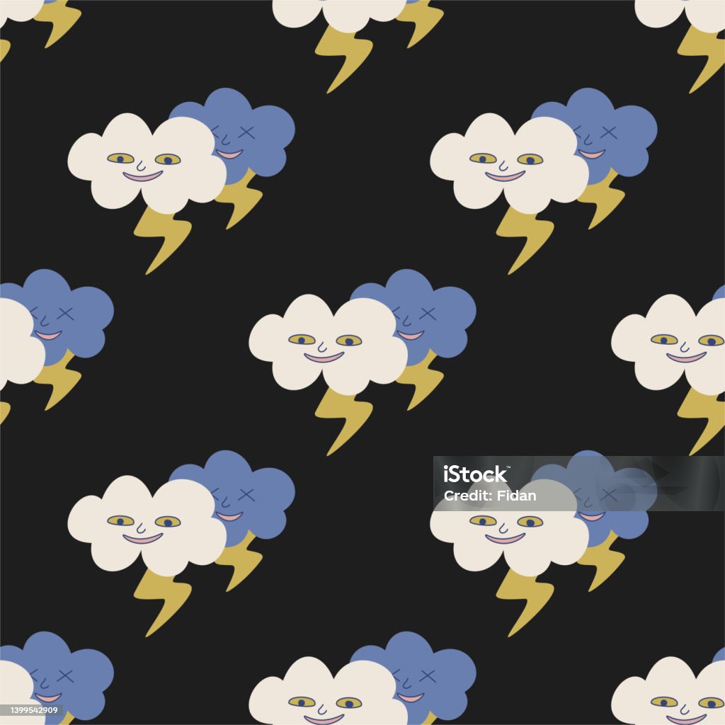 Thundercloud Pattern Seamless Vector Thunder And Cloud Pattern Illustration Of Cloud With ...