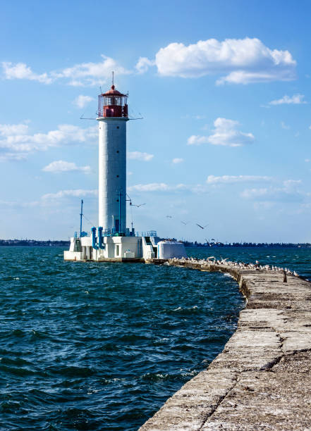istock Old Vorontsov lighthouse in Odessa harbor, Ukraine. 1399546163