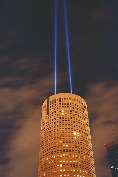 istock Round building with two spotlights at night 139954740