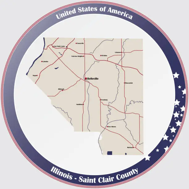 Vector illustration of Map of Saint Clair County in Illinois