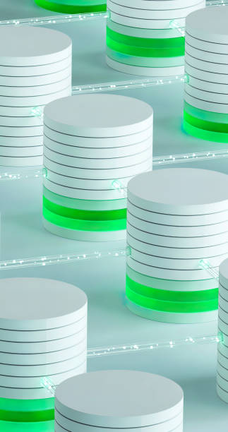 istock 3D rendered futuristic blockchain server concept with stacked units in green-white colors 1399551528