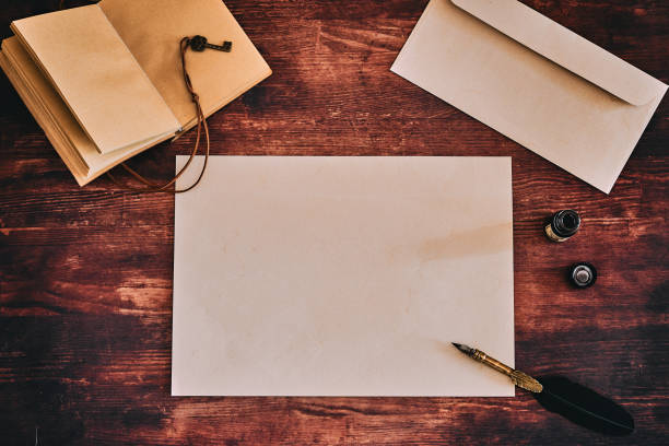 istock Flatlay with a letter on a wooden table 1399552304